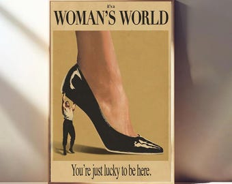 Póster feminista de Woman's World – Arte retro empoderador (Descarga digital)