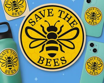 Save The Bees Sticker: Waterproof Vinyl Bee Decal