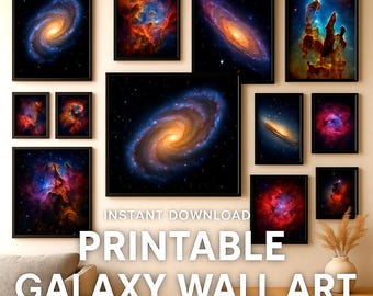 Set de arte mural de galaxias de 16 x 20 pulgadas: 10 pósteres imprimibles de nebulosas y el espacio – Impresiones digitales de astronomía