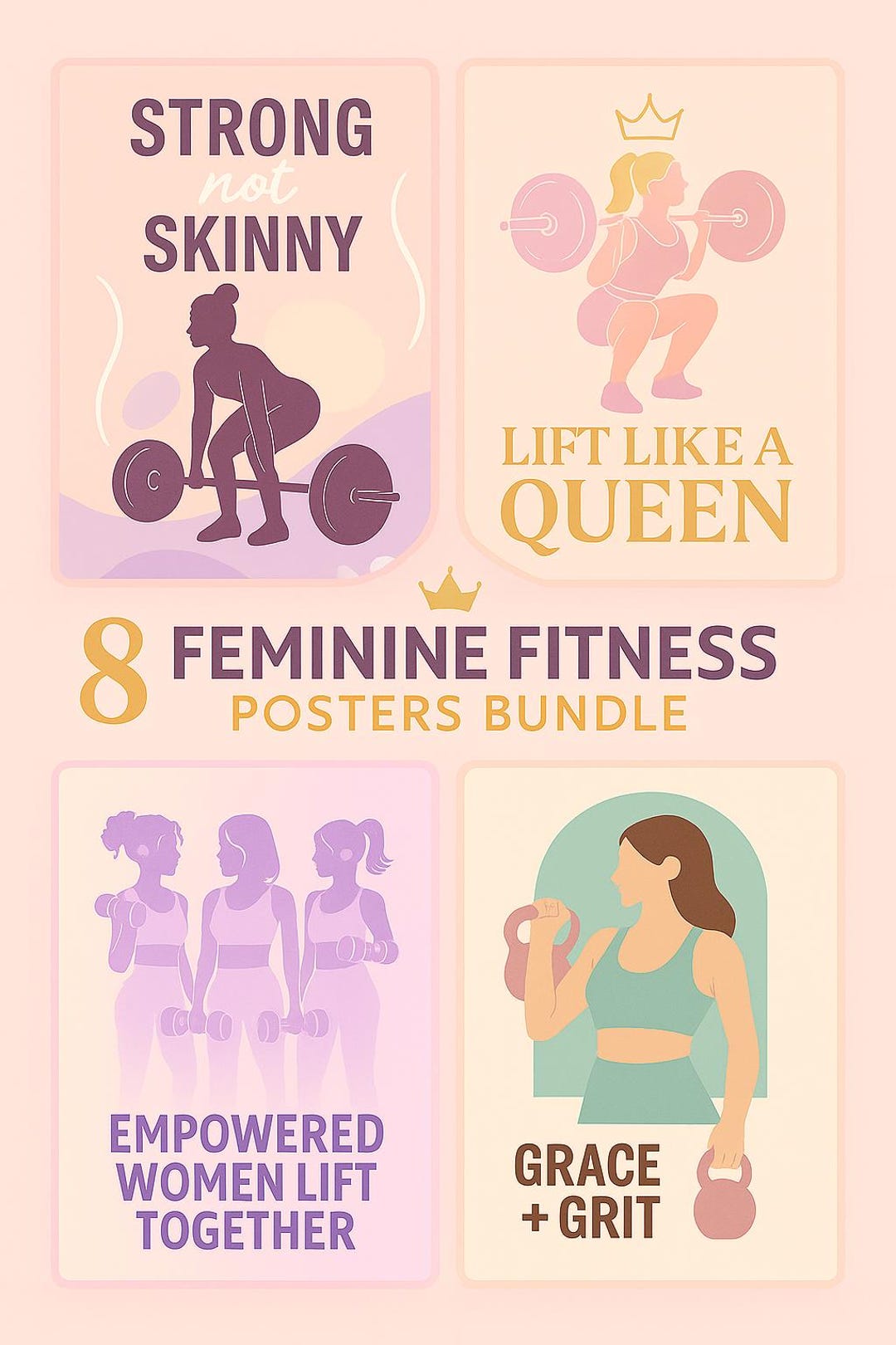Fitness Motivation Posters: Empowering Gym Wall Art (7 Digital Prints ...