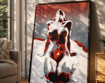 Abstract Nude Woman Wall Art, Sensual Modern Figure Print, Erotic Minimalist Poster