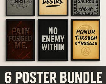 Spiritual Warrior Gym Posters: Viking, Samurai, Stoic Quotes (Digital Download)