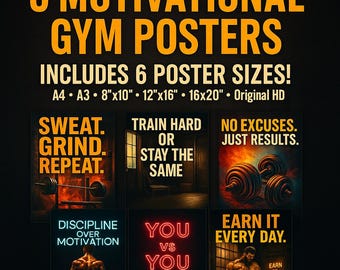 Motivierende Fitness-Studio Wand Kunst Drucke: Workout Zitat Poster (Digitaler Download)
