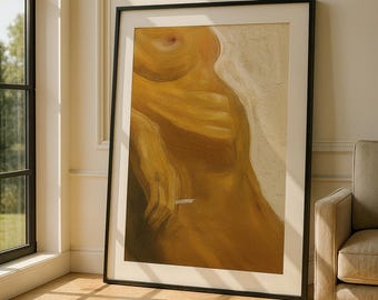 Lámina artística abstracta de desnudos / Decoración de pared bohemia, cálida y minimalista (descarga digital)