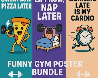 Pósters divertidos para el gimnasio: frases motivacionales para entrenar (descarga digital)