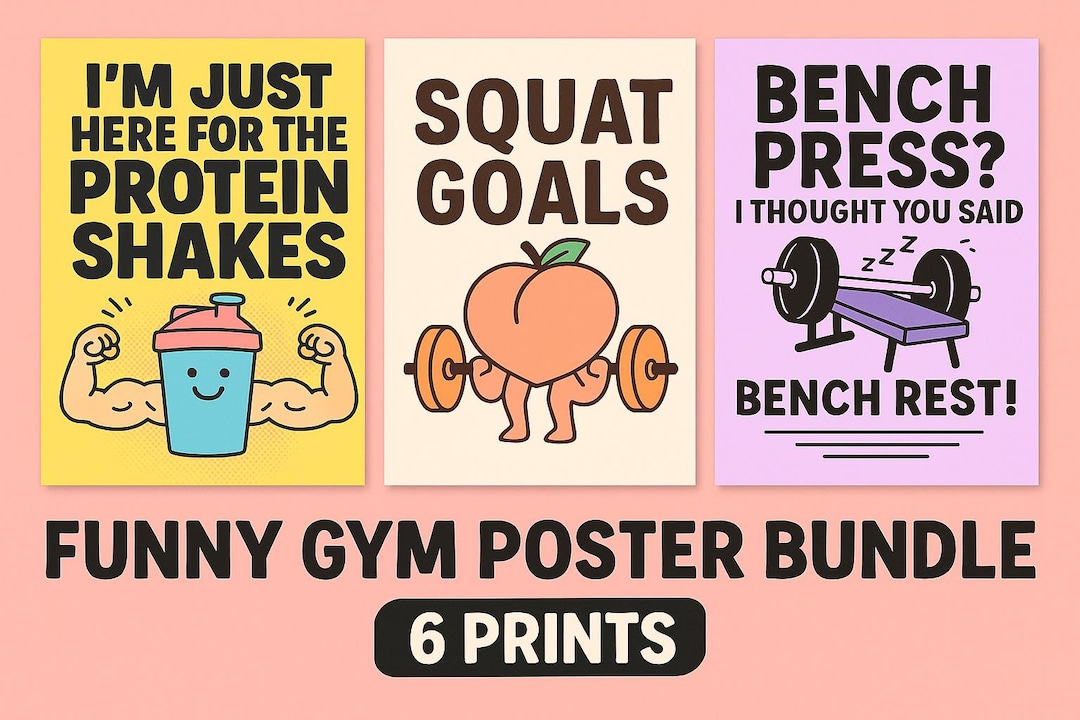 Fun Exercise Poster Funny Gym Motivation Posters: Hilarious Workout Humor Prints (7 Digital ...