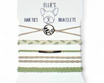 Green Elastic Hair Tie Bracelet:  Hair Accessories bracelets