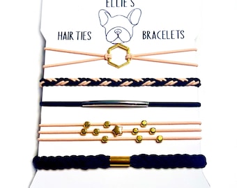 Peach Hair Tie Bracelet Set: Stylish Elastic Wristband