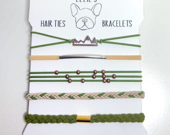 Elastic Hair Tie Bracelet: Green Mountain Style - Hair Accessories