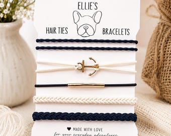 Navy Blue Elastic Hair Tie Bracelet: Anchor Hair Bands