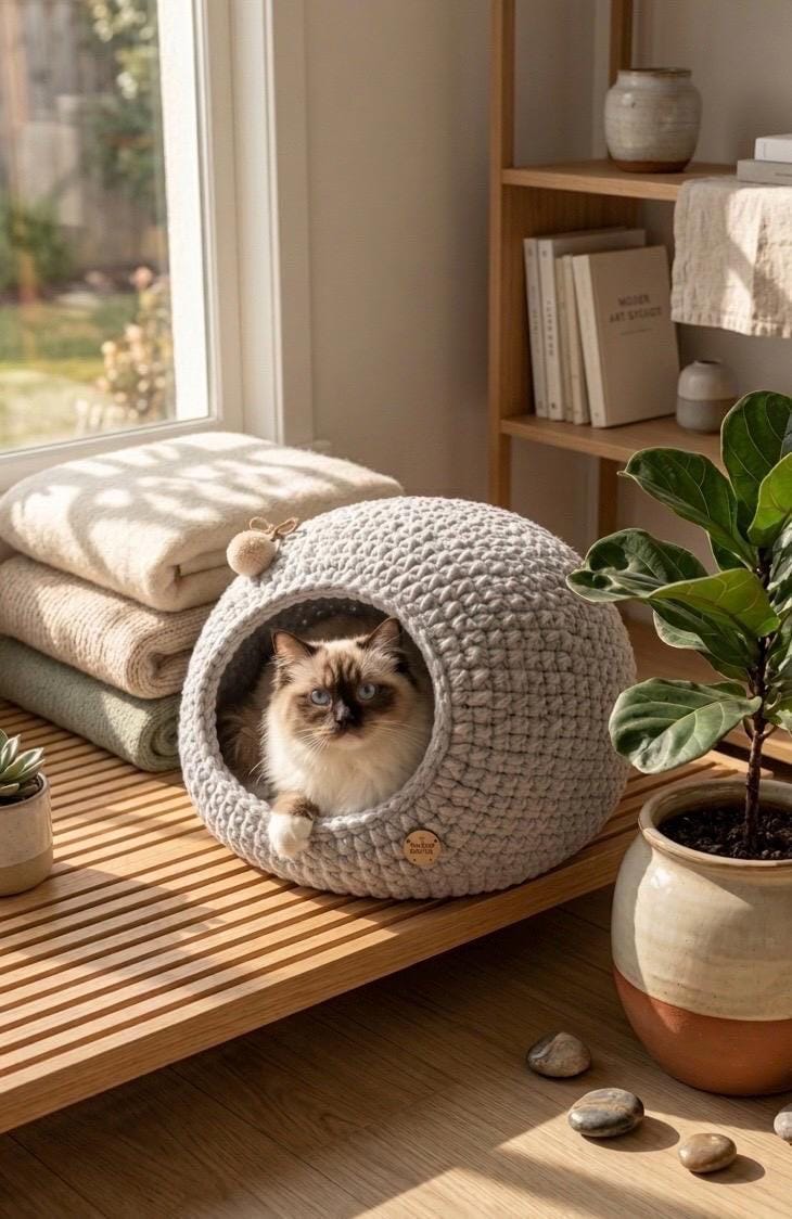Crochet Cat Cave Pattern / Cat Cocoon Tutorial