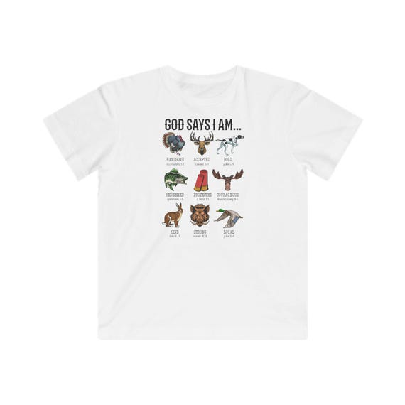 Kids Christian Hunting T-Shirt: 'God Says I Am' Faith Tee