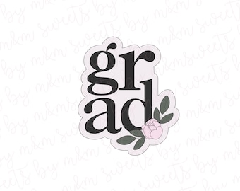Grad Plaque With Florals Cookie Cutter - Graduation