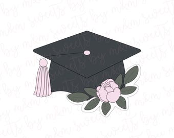 Floral Graduation Cap Cookie Cutter - Graduation