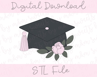 Floral Grad Cap Cookie Cutter STL - Graduation