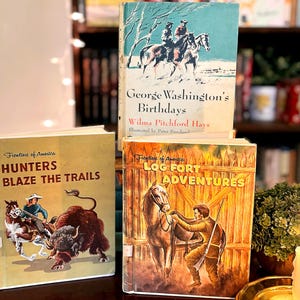 1959,60s Vintage Children’s Book Bundle, 3 books, George Washington, Frontier of America Adventures, Children&#39;s Collectible Hardcover Books