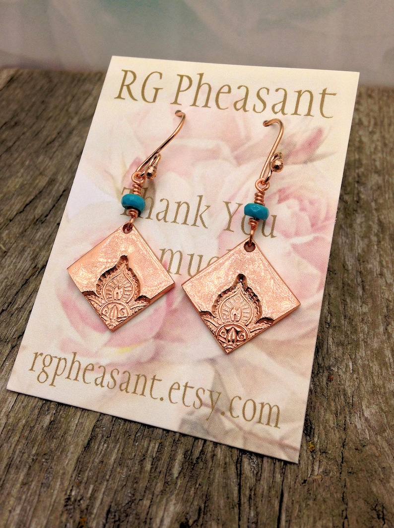 Dangle Earrings Boho Dangle Earrings Copper /& Turquoise Dangle Earrings Copper Dangle Earrings