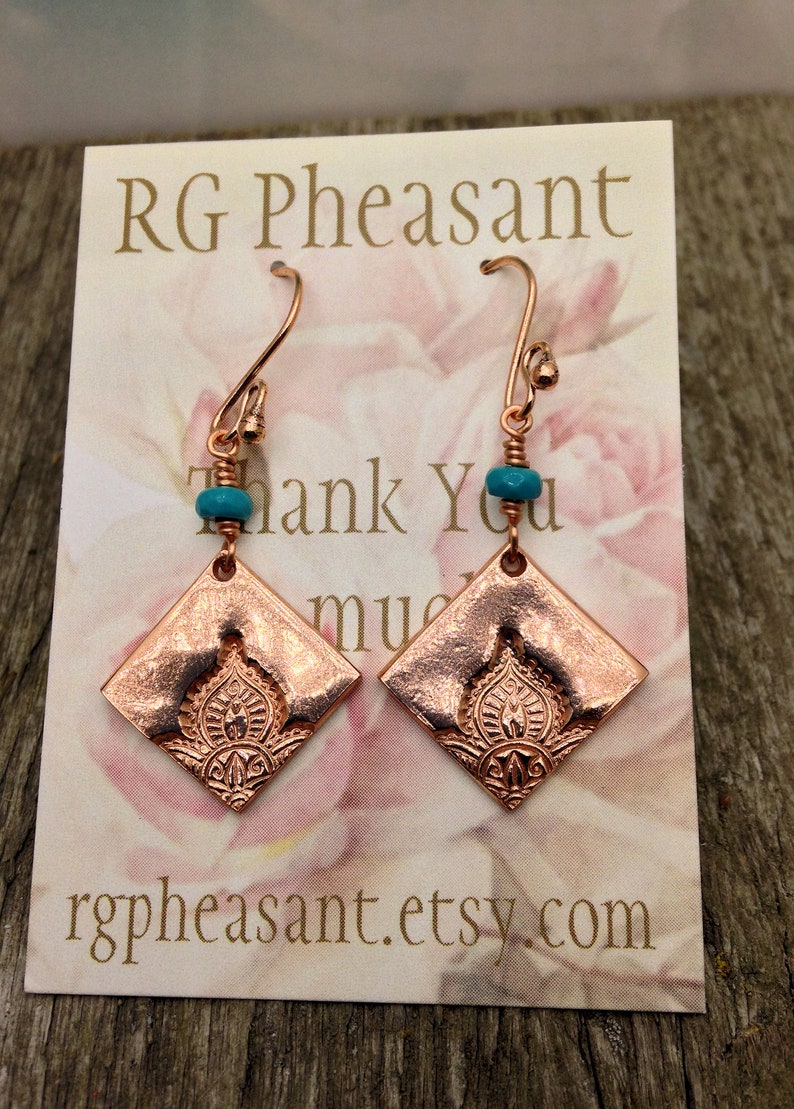 Dangle Earrings Boho Dangle Earrings Copper /& Turquoise Dangle Earrings Copper Dangle Earrings