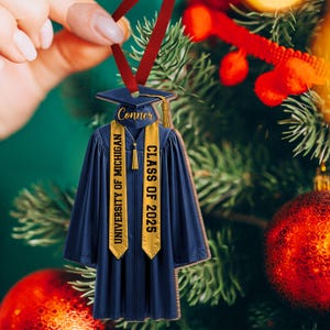 2D Personalized Graduation Wood Ornaments Class of 2025, Graduate Gifts for Him, Her, Family, Friends, Ornament Tree Hanging Decor