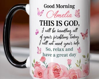 Personalized Christian Coffee Mug, Bible Verse, Birth Flower