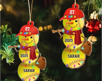 Personalized Softball Ornament, Custom Christmas Keepsake for Players or Coaches