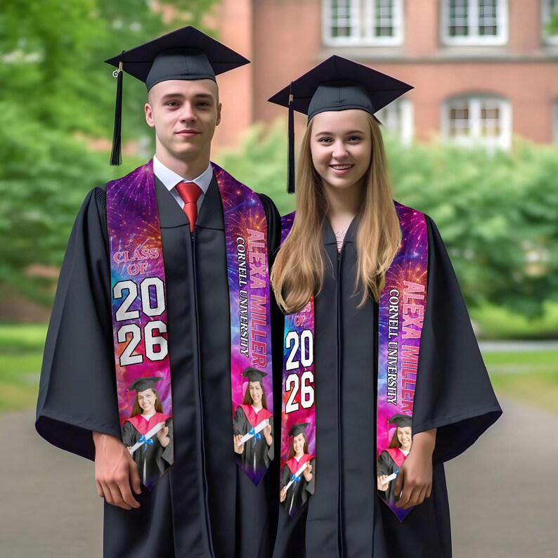 Graduation Robe Items Sashes Personalized Graduation Stole With Photo, Name, Class of 2026 Sash - Etsy