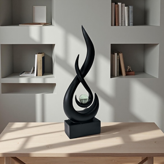 Flame Sculpture: Abstract Resin Art (Glass Ball, Tabletop Decor)