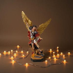 8.5inch St Michael Statue, Archangel Michael Statues, San Miguel Arcangel Statue,Michael Archangel Defeated Lucifer Tramples Demon Statues