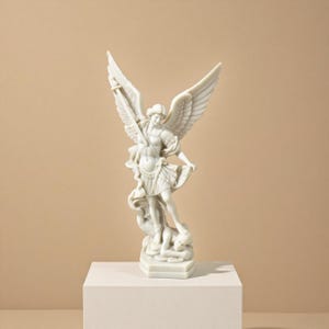 12.6in Bronze San Miguel Arcangel Statue, St Michael Statue, Resin Saint Archangel Michael Statues, Saint Michael defeating Satan Collection