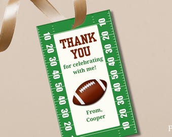 Football Birthday Party Favor Tags, Canva Editable Template, PPD936