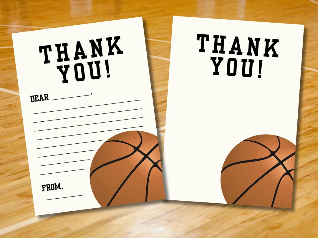 Basketball Thank You Notes, Canva Editable Template, Instant Download ...