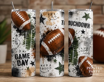 Football Tumbler Wrap PNG for 20oz Skinny Tumbler, Game Day Sublimation Design, Football Game Day Tumbler, Instant Download, PPD520