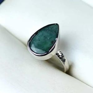 Natural Emerald Silver Ring | Certified May Birthstone | Healing Crystal Jewelry | Pure 925 Silver
