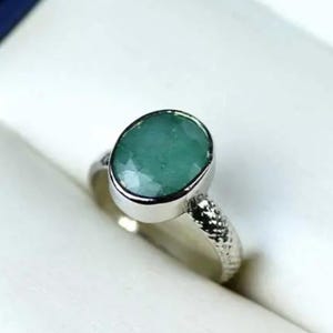Natural Emerald Silver Ring for Women | May Birthstone Jewelry | Certified 925 Silver Green Gem