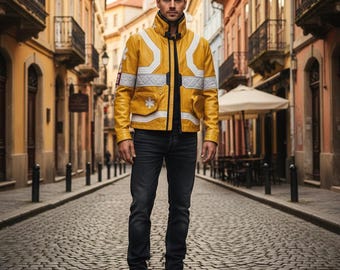 Chaqueta Cyberpunk David Martinez / Disfraz de cosplay amarillo Edgerunners hecho a mano / Prenda de abrigo unisex de anime para Halloween