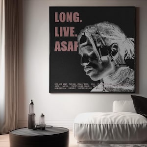 ASAP Rocky Poster - Pink auf Schwarz — Long Live ASAP Print - Rap Wandkunst - Hip Hop Leinwand - Musikalbum Poster - Digitaldownload