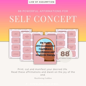 88 &quot;I am&quot; Affirmations Printable Self-Concept Cards Law of Assumption Law of Attraction