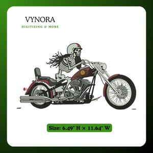Skeleton Biker Embroidery Design | Skull Motorcycle Patch | Chopper Rider Machine Embroidery File | Digital Download