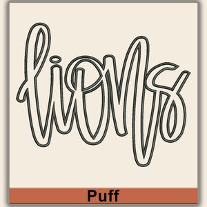 Lions 3D Puff Embroidery Design | Sports Team Embroidery | Instant Download