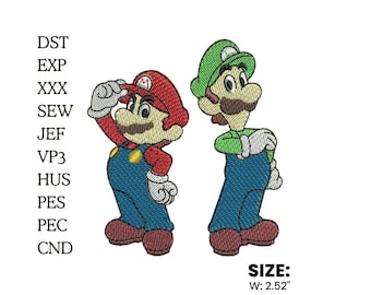 Super Mario & Luigi Embroidery Design for Machine Embroidery | Game Character File | Instant Digital Download