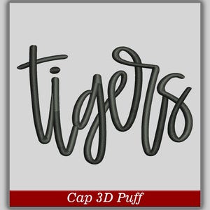 High School Mascot Tigers 3D Puff Machine Embroidery Design | Instant Download