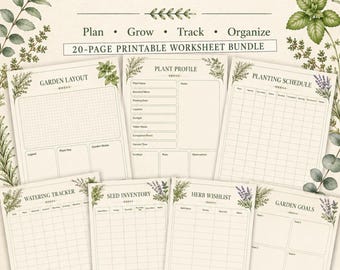Garden Planner Printable Bundle | Garden Journal & Plant Tracker | Seed Inventory | Vegetable Herb Garden Planner PDF