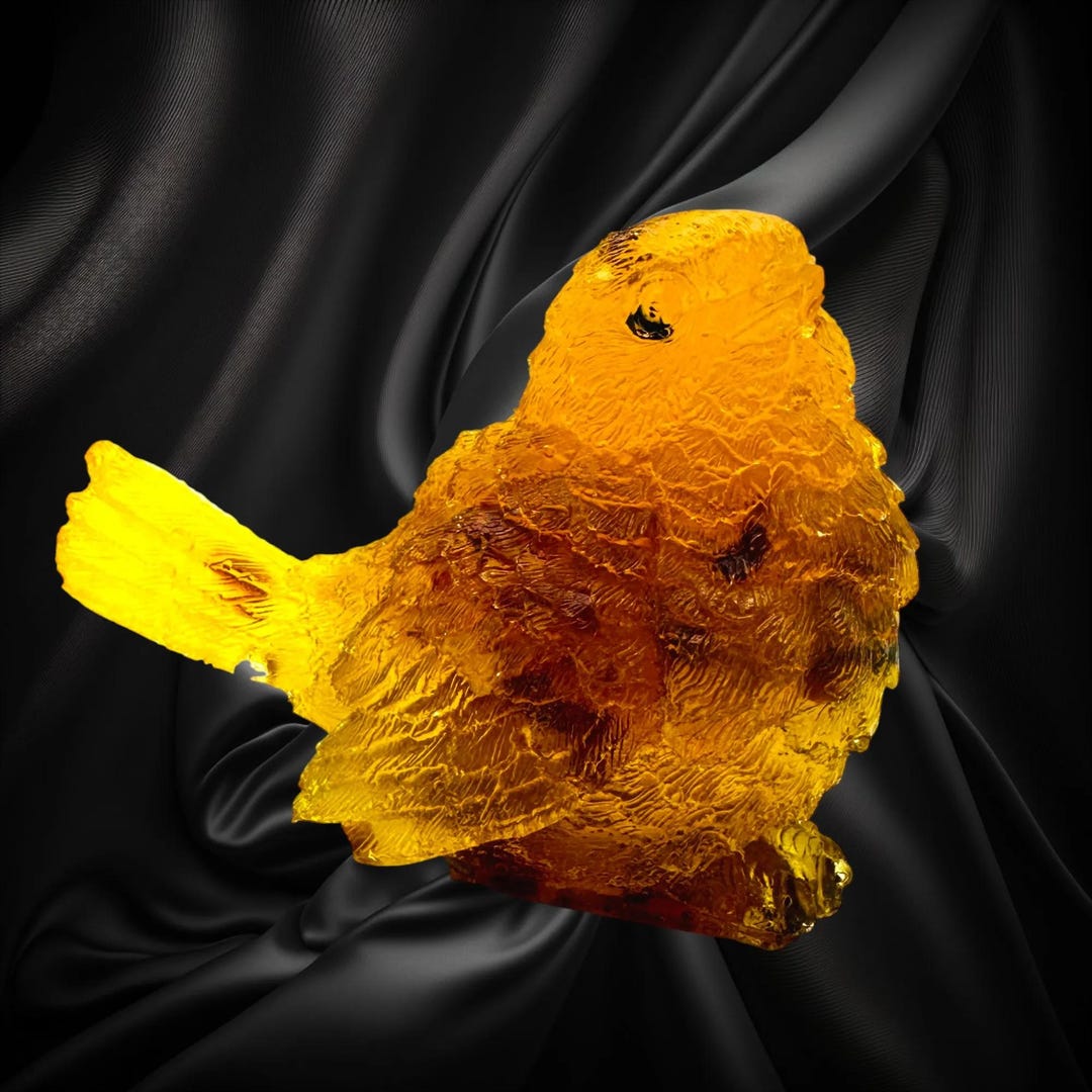 Exclusiv Baltic Amber Bird Figurine - Yellow Sculpture | Home Decor ...