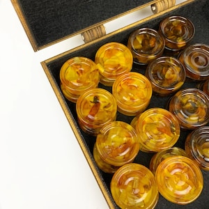 Made in USA | Amber Checkers Set - Classic Handmade Baltic Amber Board Game by KIZIMA USA | Luxury Gift for Him, Dad, or Collector
