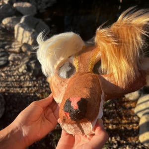 Therian Dog Mask,  Beige & White Cosplay Puppy Quads Gear
