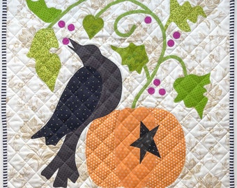 Fall Autumn Appliquéd quilted pillow cover - 20 x 20 inches square