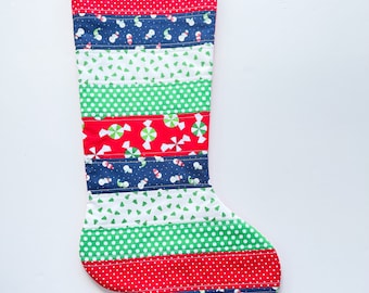 Christmas Stocking - Patchwork Quilted Christmas Stocking