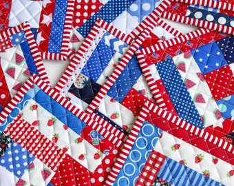 Summer Patriotic Holiday Mug Rugs - one pair