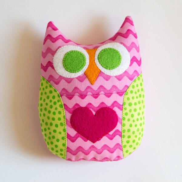 Personalized Owl Tooth Fairy Pillow - Pink and Green