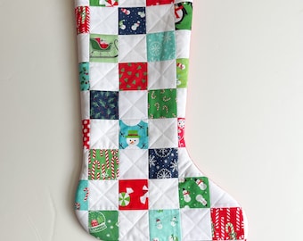 Christmas Stocking - Patchwork Quilted Christmas Stocking